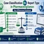 Set as featured image for the article explained about the key importance and difference between case classification vs report type in classifying the ICSR cases