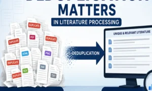 Set as featured image for the article explaining about deduplication in literature screening