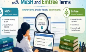 set as featured image for the article explaining the fundamentals and mapping of MeSH and Emtree terms for literature search